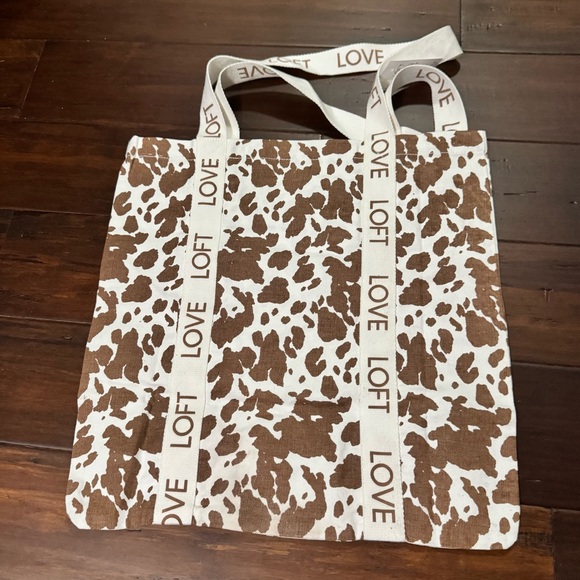 LOFT Cow Print Tote with Cream Straps - Picture 2 of 4